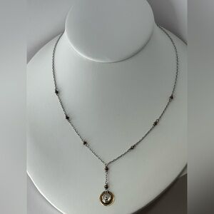 Vtg Beth Orduna 925 Silver Citrine lariat talisman necklace